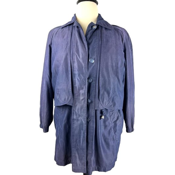 Vintage 80's Navy Blue Rainshedder Jacket, Women's Size 14W - Picture 1 of 13